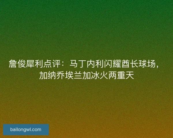詹俊犀利点评：马丁内利闪耀酋长球场，加纳乔埃兰加冰火两重天