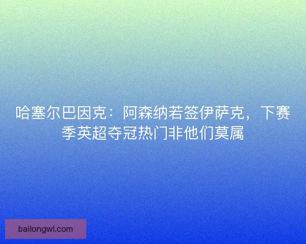 哈塞尔巴因克：阿森纳若签伊萨克，下赛季英超夺冠热门非他们莫属
